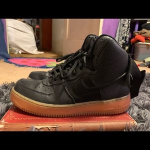 Nike Air Force 1s. Gum Bottom and Strap.